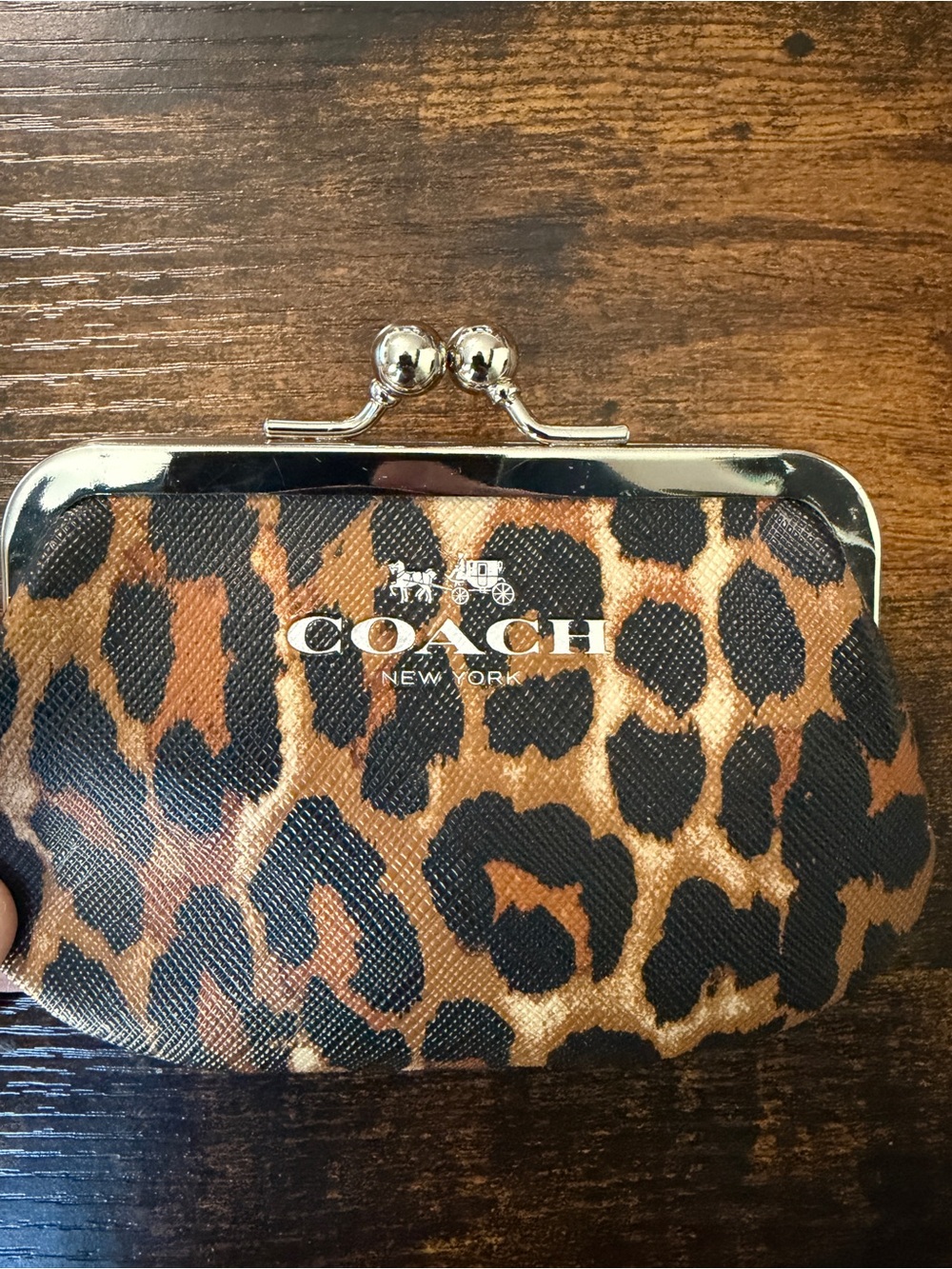 COACH Leopard-Print Kiss-Lock Coin Purse - Brown & Black